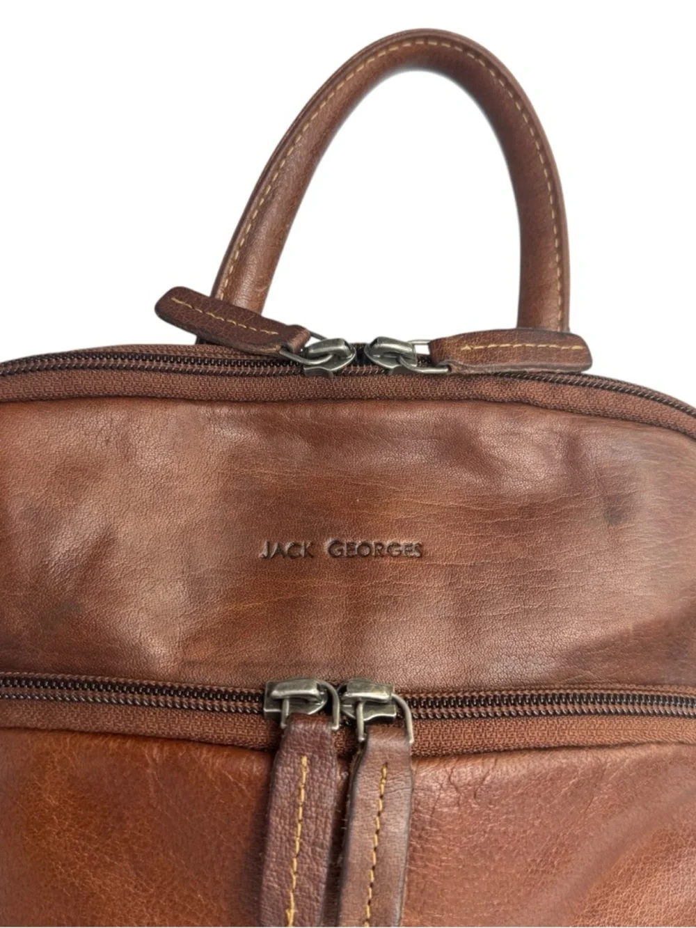 Jack Georges Voyager Buffalo Leather Backpack Cognac Brown